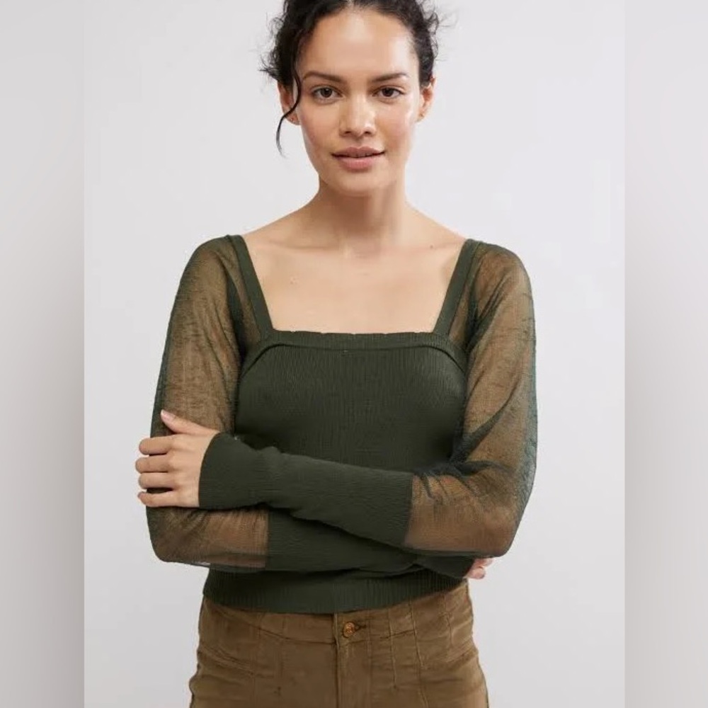 FREE PEOPLE Night After Night Top in Emerald size L NWT - Picture 3 of 9